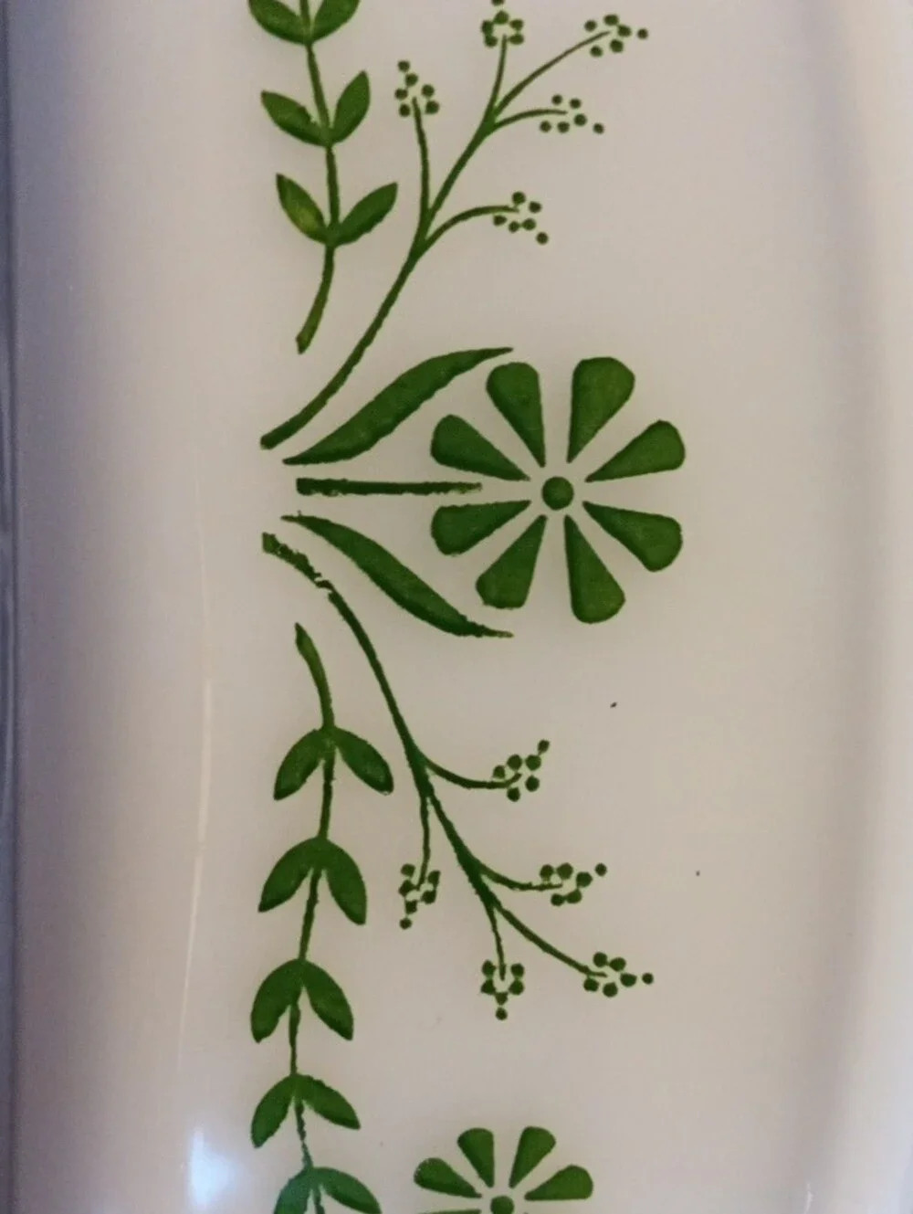 Vintage Glasbake Green Daisy Milk Glass USA Oval Casserole Dish